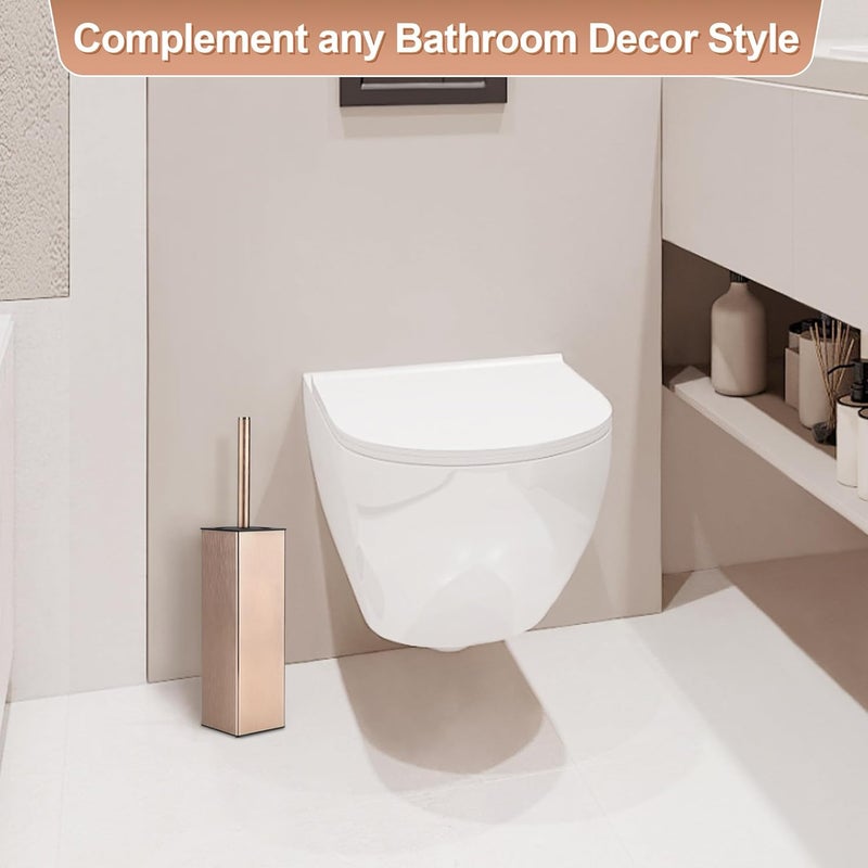 BVL Toilet Brush and Holder Set Rose Gold Freestanding for Bathroom - Image 2